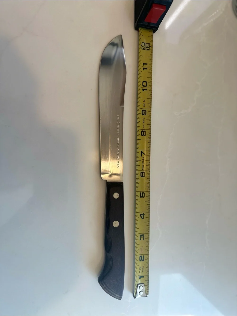 EKCO FLINT Butchering Knife Stainless Steel Straight Edge 7 in Blade Wood Handle